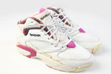 Vintage Reebok Aerobic Sneakers Women's US 7 white pink 90s retro classic trainers shoes