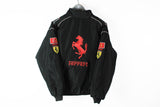 Vintage Ferrari Jacket Small / Medium michael schumacher 90s sport shell big logo F1 Formula 1 black windbreaker