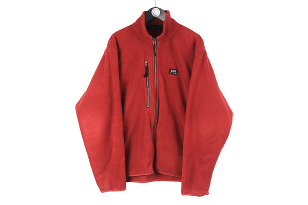 Vintage Helly Hansen Fleece Full Zip XLarge red 00s winter sweater authentic outdoor jumper