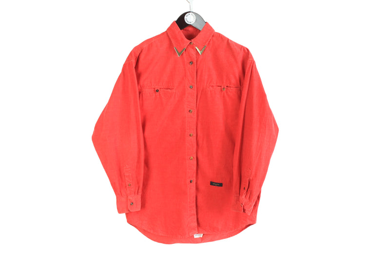 Vintage Valentino Shirt bright red 90's style outfit rare retro basic clothing luxury long sleeve