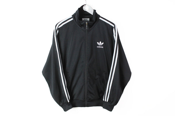 Vintage Adidas Track Jacket Small black classic 3 stripes 90's authentic dark windbreaker athletic Germany style