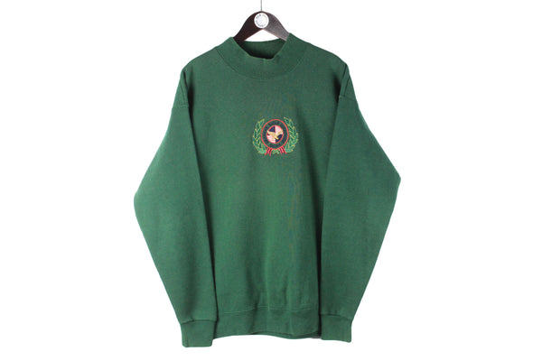 Vintage American Eagle Sweatshirt XLarge green turtleneck embroidery logo 90s retro made in USA jumper