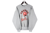 Vintage Canton Warriors Football Sweatshirt Large gray big logo USA college crewneck