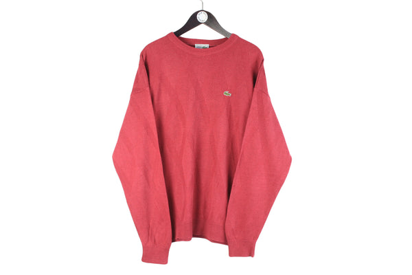 Vintage Lacoste Sweater XLarge red small logo 90's retro style pullover