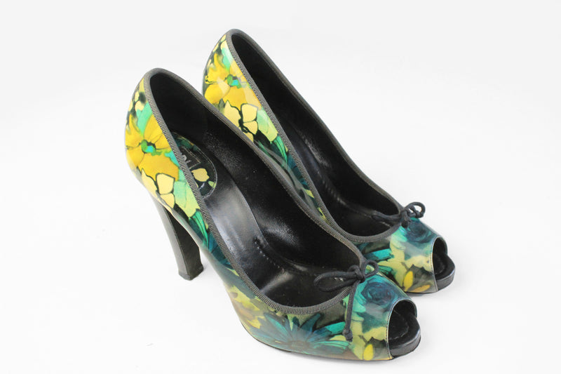 Dolce & Gabbana Heels Shoes EUR 40 floral pattern 00s retro classic made in Italy women's shoes