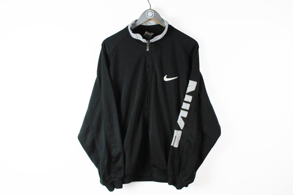 Vintage Nike Track Jacket XLarge big logo black 90s sport athletic coat