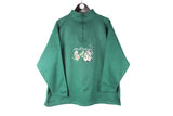 Vintage Mountains Sweatshirt 1/4 Zip Women’s Large green big embroidery logo