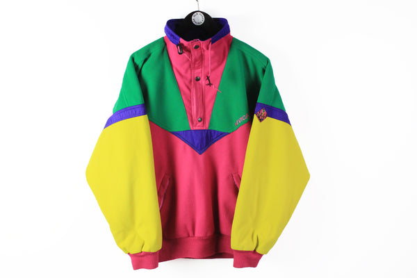 Vintage Nevica Fleece 1/4 Zip Large multicolor outdoor 90s 80s winter sweater retro style jumper