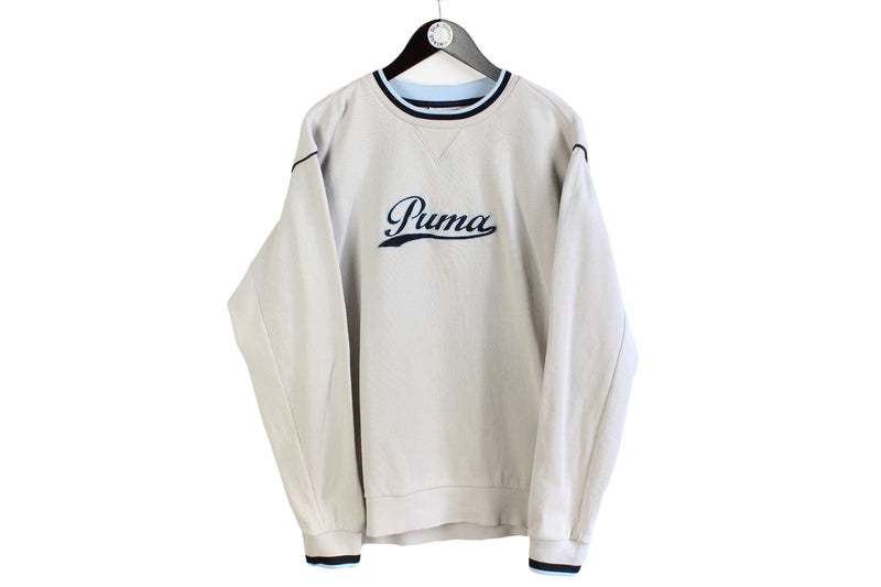 Vintage Puma Sweatshirt pullover 90's crewneck sweat authentic jumper retro wear 80's sport style basic big logo sweater