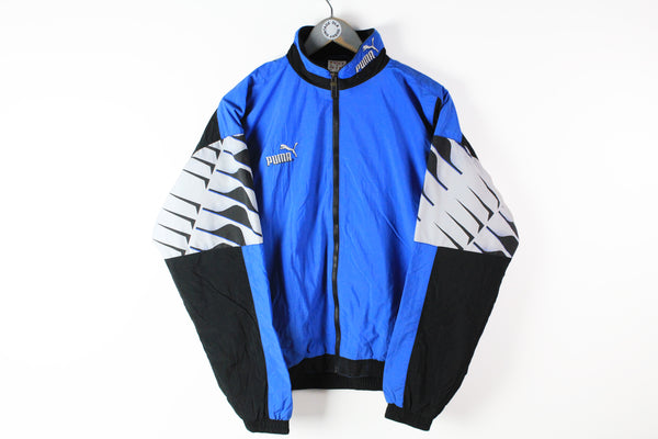Vintage Puma Track Jacket Medium blue black full zip 90s sport 