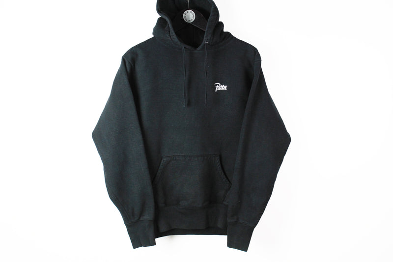 Patta Hoodie Medium black small logo authentic streetwear hooded jumper