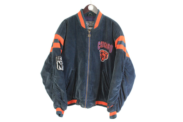 Vintage Chicago Bear Jacket NFL retro wear authentic athletic american sport clothing 80's full zip long sleeve heavy jacket 