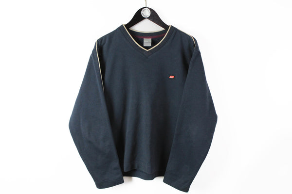 Vintage Nike Sweatshirt Medium V-Neck navy blue 90s sport style cotton jumper
