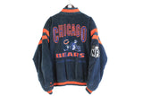 Vintage Chicago Bear Jacket NFL retro wear authentic athletic american sport clothing 80's 90's full zip long sleeve heavy jacket suede leather big patch logo Football USA