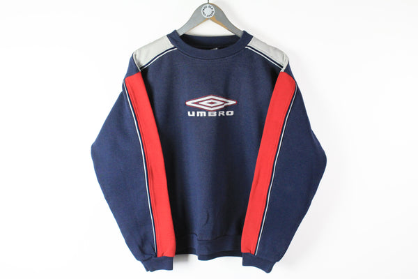 Vintage Umbro Sweatshirt Small big logo 90s sport navy blue UK athletic Style jumper