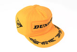 Vintage Dunlop Cap yellow black big logo 80s retro snapback hat