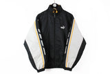 Vintage Puma Track Jacket Medium black 90s sport white retro style windbreaker