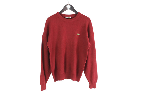 Vintage Lacoste Sweater warm retro jumper knitted sweatshirt winter 90's clothing rare basic red sweat