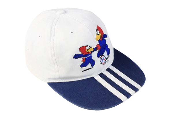 Vintage Adidas France 98 Cap Kids World cup football white blue 90s retro hat