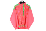 Vintage Nike Jacket Small 90s full zip acid green pink retro style crazy pattern sportswear