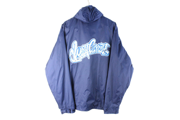 Vintage West Coast Customs Jacket blue USA hip hop 90s retro sport hooded windbreaker MTV show