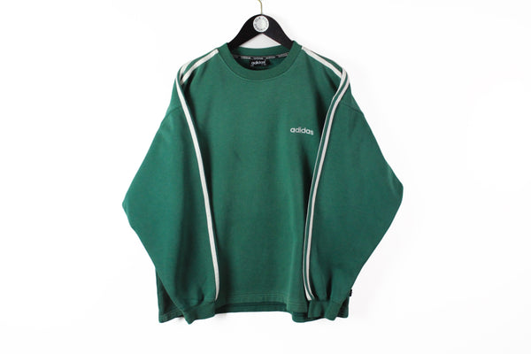 Vintage Adidas Sweatshirt Medium green cotton jumper 90s sport style authentic athletic pullover