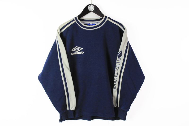 Vintage Umbro Sweatshirt Medium navy blue 90s sport style big logo retro style jumper