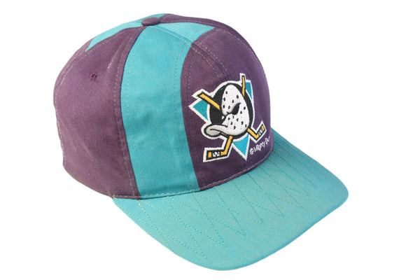 Vintage Mighty Ducks Anaheim Cap blue purple 90s retro big logo NHL hockey hat