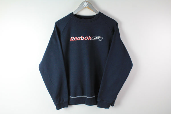 Vintage Reebok Sweatshirt Small blue big logo 90s sport authentic UK jumper