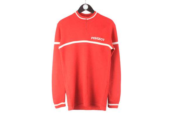Vintage Peugeot Sweater 1/4 Zip red sport style auto classic 90s jumper racing pullover France sport car autosport  Bicycle 