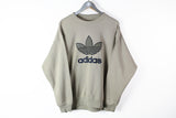 Vintage Adidas Sweatshirt Medium gray big logo 90s retro style sport jumper