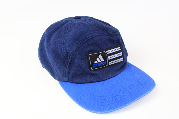Vintage Adidas 5 Panel Cap blue 90s retro style cotton sport hat