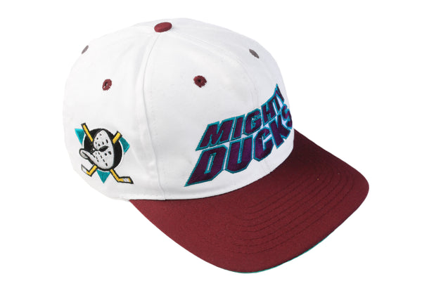 Vintage Mighty Ducks Anaheim Cap white red big logo 90s NHL Hockey retro USA sport hat