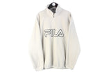 Vintage Fila Fleece 1/4 Zip big logo 90s retro ski style sport made in Italy beige jumper