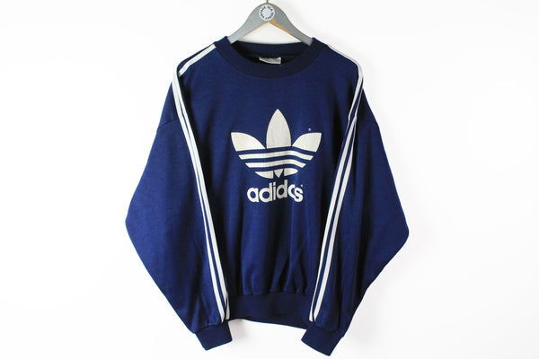 Vintage Adidas Sweatshirt Medium blue big logo 90s sport authentic jumper