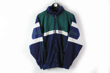 Vintage Adidas Track Jacket Large blue green 90s full zip hooded windbreaker