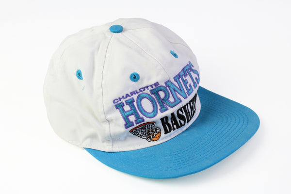 Vintage Charlotte Hornets Cap white blue basketball NBA 90s retro hat