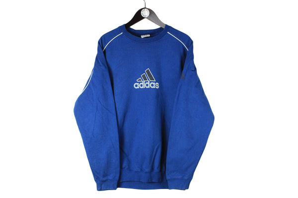 Vintage Adidas Sweatshirt XLarge blue big logo 00s crewneck sport jumper classic athletic pullover