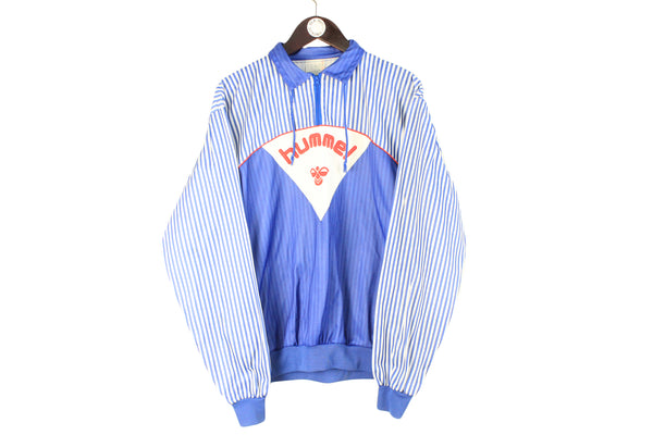 Vintage Hummel Jacket blue big logo 90s retro sport style windbreaker classic 