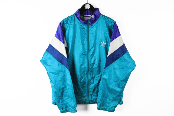 Vintage Adidas Track Jacket XLarge blue 90s sport windbreaker retro style Germany sport jacket