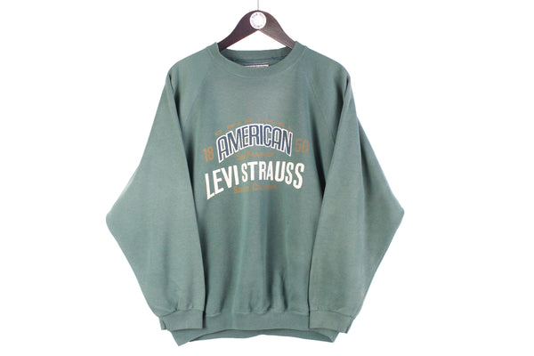 Vintage Levi's Sweatshirt green big logo 90s crewneck jumper sport style 