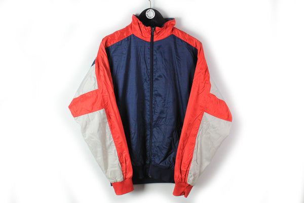 Vintage Adidas Track Jacket Medium navy blue red 90s sport windbreaker retro style athletic coat