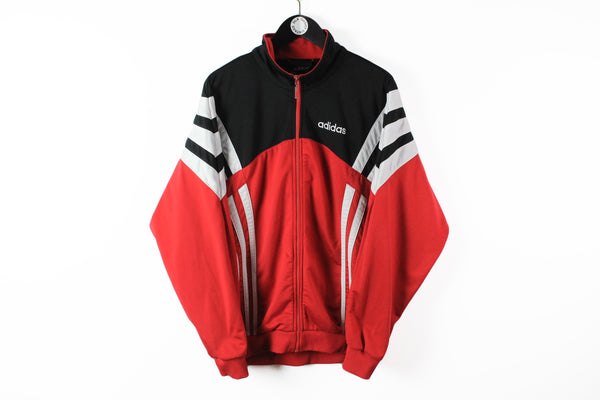 Vintage Adidas Track Jacket XLarge red black classic 3 stripes 90s sport style Germany athletic coat