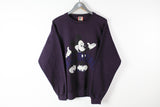Vintage Mickey Mouse Disney Sweatshirt Medium purple big logo 90s sport made in USA 