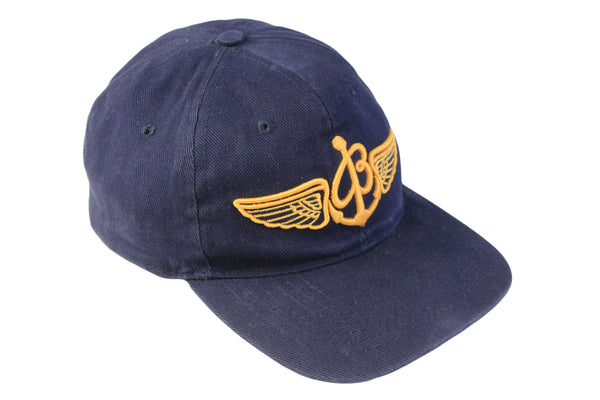  Vintage Breitling Cap navy blue big logo luxury watch hat 90s 00s 