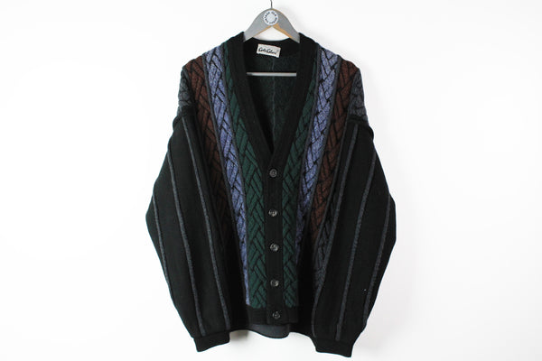Vintage Carlo Colucci Cardigan XLarge black multicolor 90s made in Germany sweater