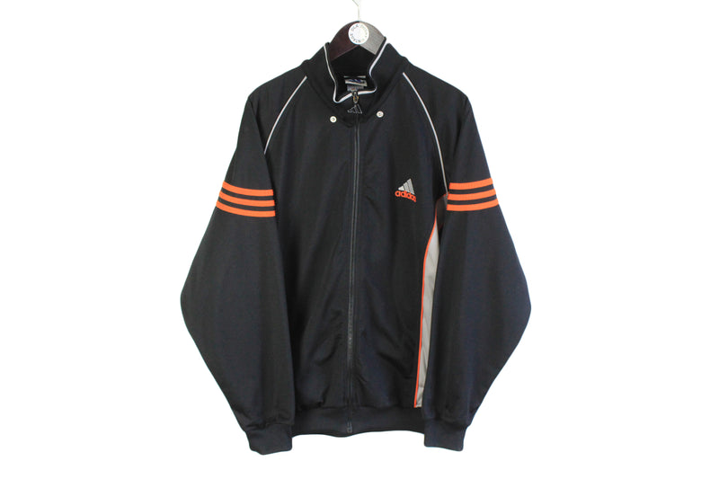 Vintage Adidas Tracksuit black sport suit track jacket and pants full zip 90's style sport athletic authentic clothing