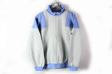 Vintage Fila Sweatshirt Full Zip Medium gray blue 90s made in Italy sport jumper