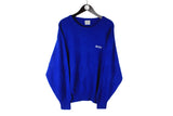 Vintage Hugo Boss Sweater Large blue small logo 90's pullover retro style jumper
