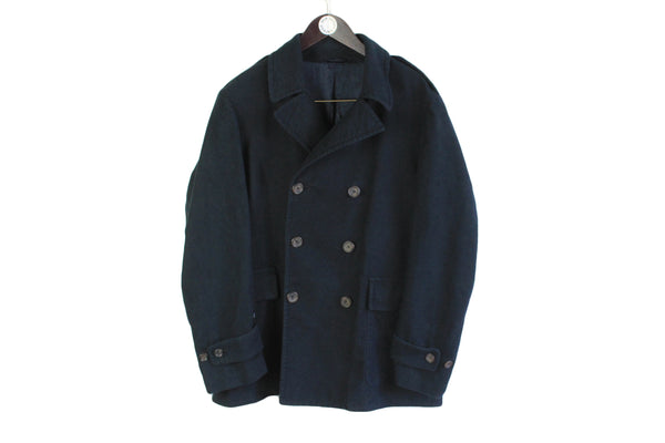 Aspesi Coat warm jacket button up black basic cotton heavy shirt winter autumn wear